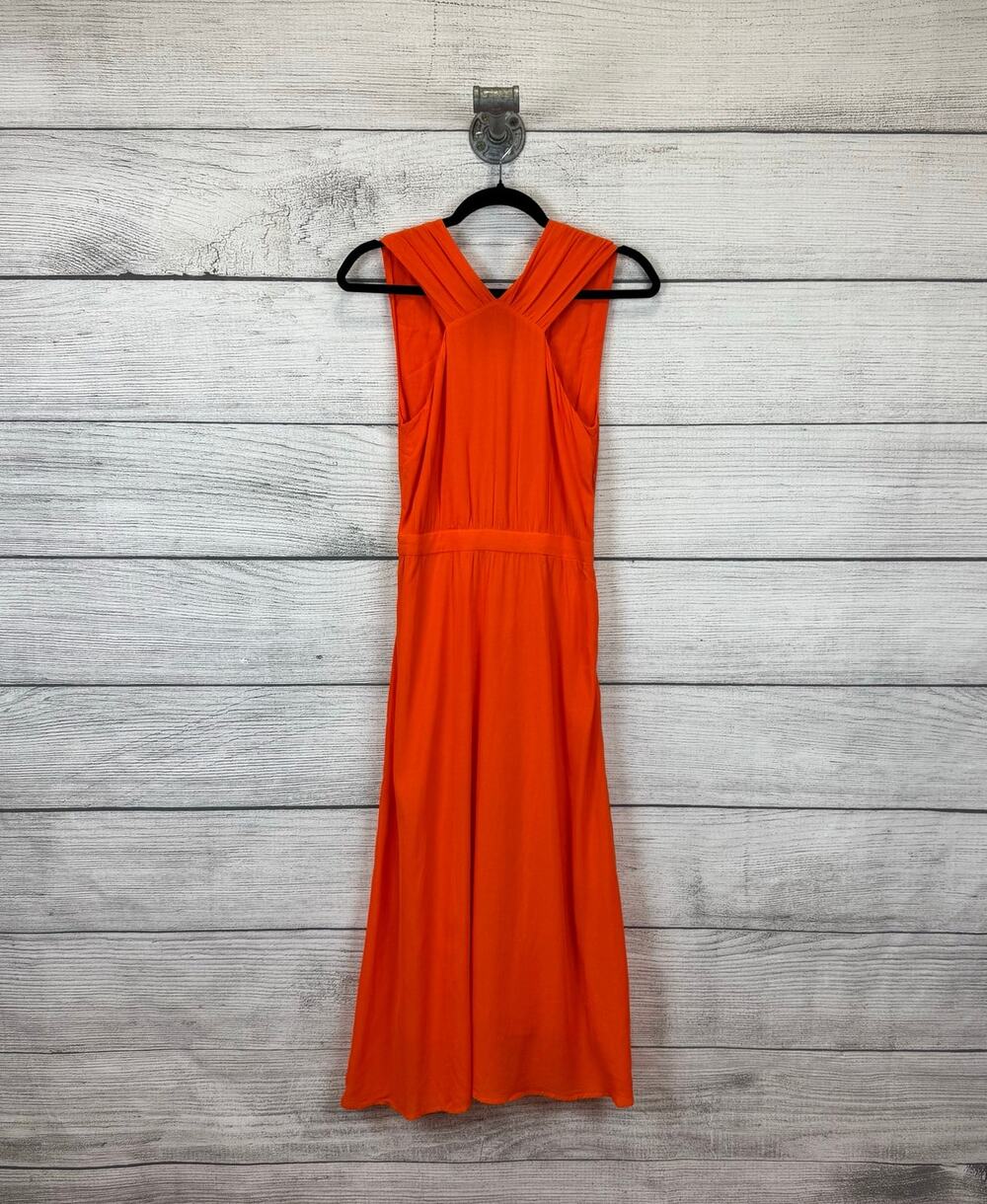 & Other Stories Paris Atelier Women's Neon Orange Sleeveless Midi Dress Size 2